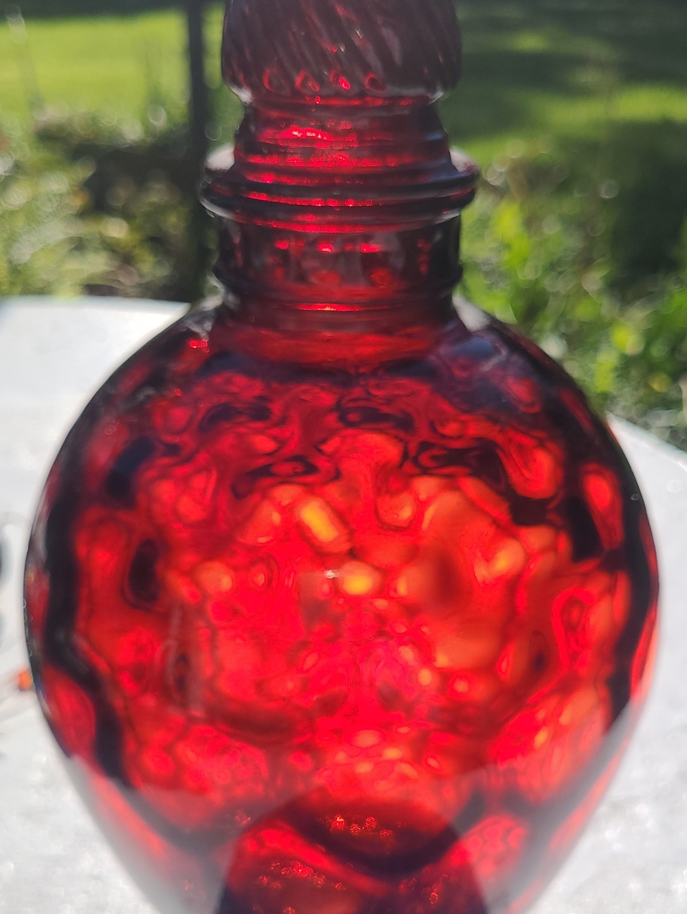 Wheaton Red Glass Decorative Bottle Vase - Home Art
